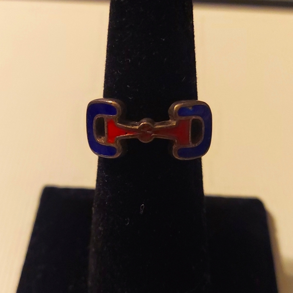 Amazing vintage Gucci horsebit ring, 925 unisex, enamel, rare  70's GVC! - Picture 2 of 10